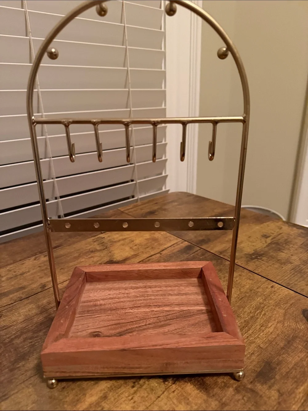 Gold & Wood Jewelry Stand Organizer